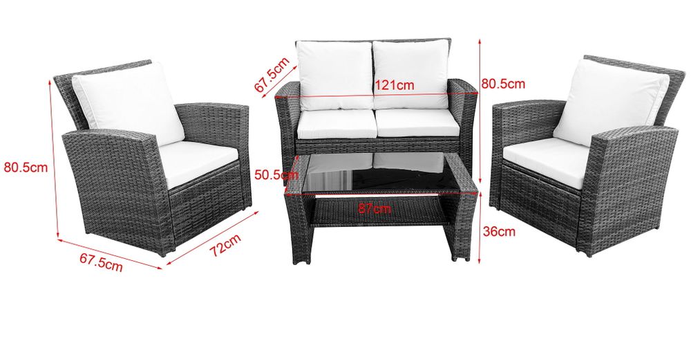 "Портленд" лаунж-зона из искусственного ротанга на 4 персоны, цвет серый