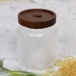 Банка для продуктов стеклянная 500мл «ICE» с крышкой из акации