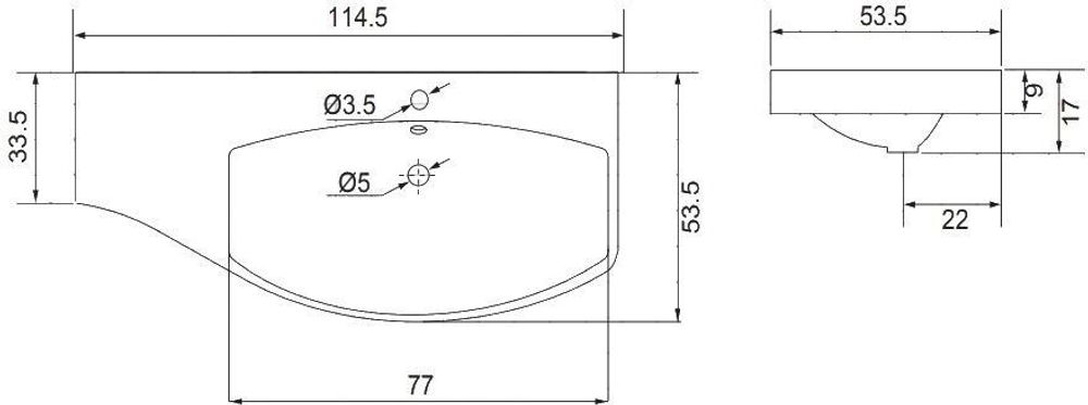 Раковина для тумбы Aquanet Опера 115 R