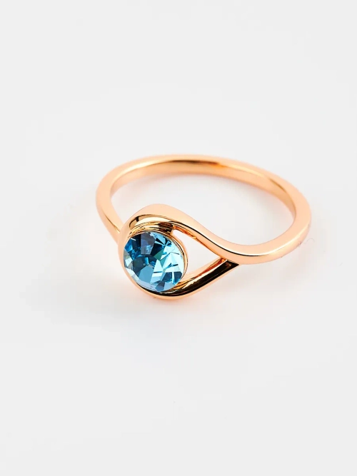 Кольцо Белла с голубым кристаллом Swarovski