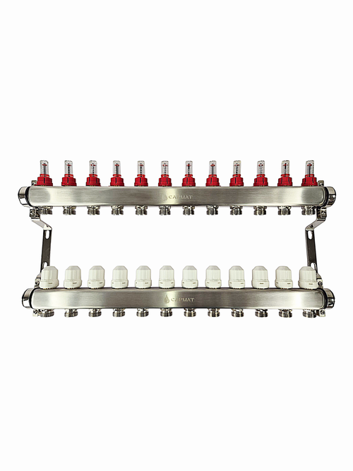 Коллекторная группа с расходомерами САРМАТ 1"x3/4" 12 вых. нерж SS2000 (CN)