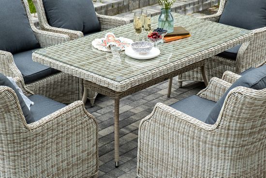 "Неаполь" обеденная группа плетеная из искусственного ротанга, цвет соломенный