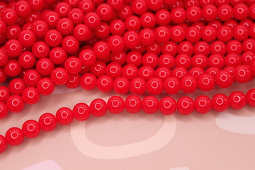 Бусины стекло красные 10 мм(нить 38 см)