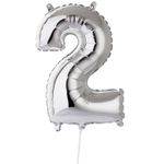 Шар фольгированный Цифра 2 40 см (Серебряный)