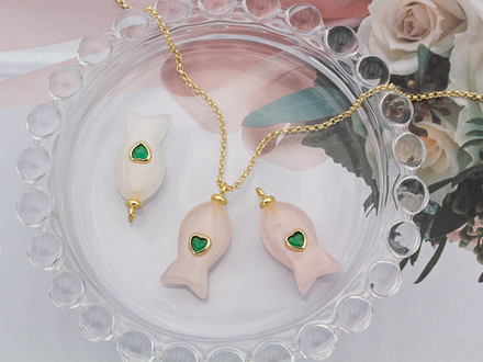 Подвеска "Рыбка" из розового кварца, 27мм