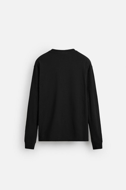 ZARA ЛЕГКАЯ ФУТБОЛКА С ДЛИННЫМИ РУКАВАМИ, ЧЕРНЫЙ