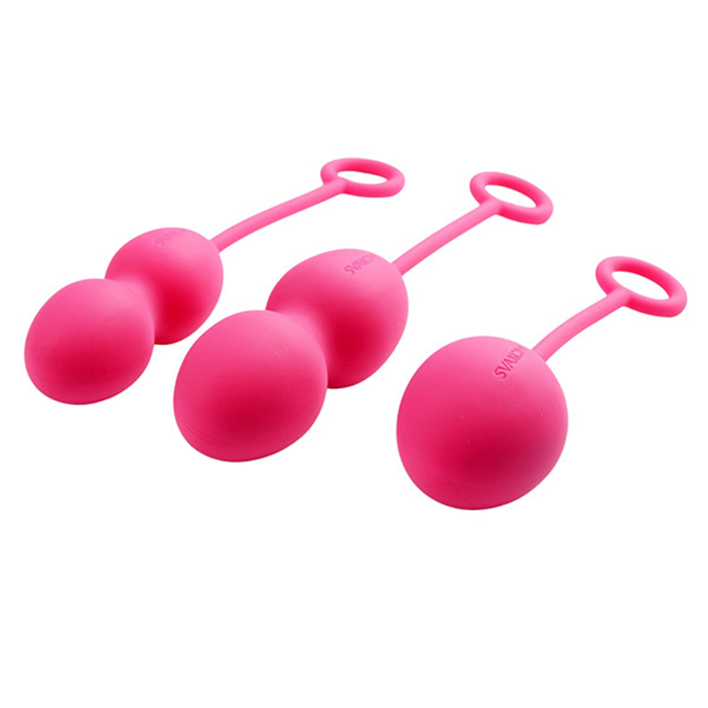 Набор розовых вагинальных шариков со смещенным центром тяжести Svakom Nova Ball Weighted Kegel with Cord Set SSYB-01-PMR