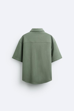 ZARA КОМФОРТНАЯ КУРТКА РУБАШЕЧНОГО КРОЯ С РЕЛЬЕФНЫМ УЗОРОМ, ОЛИВКОВЫЙ