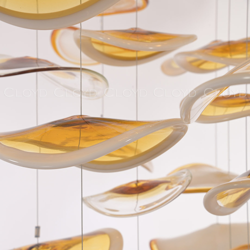 Люстра Cloyd KUSTO C12 / выс. 230 см - хром - янтарное стекло (арт.11331)