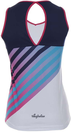 Женский топ теннисный Australian Tank Top Printed Back - bianco