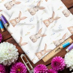 Ткань премиум мембрана зайцы в полевых цветах