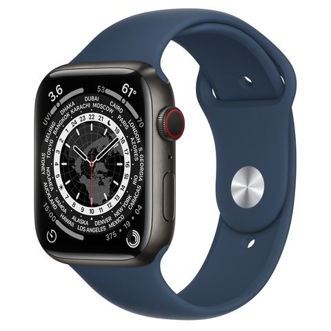 Умные часы Apple Watch Series 7 GPS + Cellular 45mm Space Black Titanium Case with Abyss Blue Sport Band