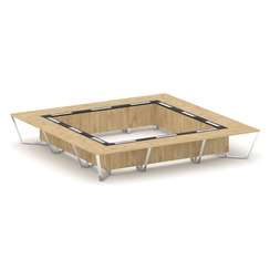 Steel Meet Стол переговорный квадратный MM-PR.B.SP-24K Тиквуд Светлый/Графит Глянец/Нержавеющая Стал