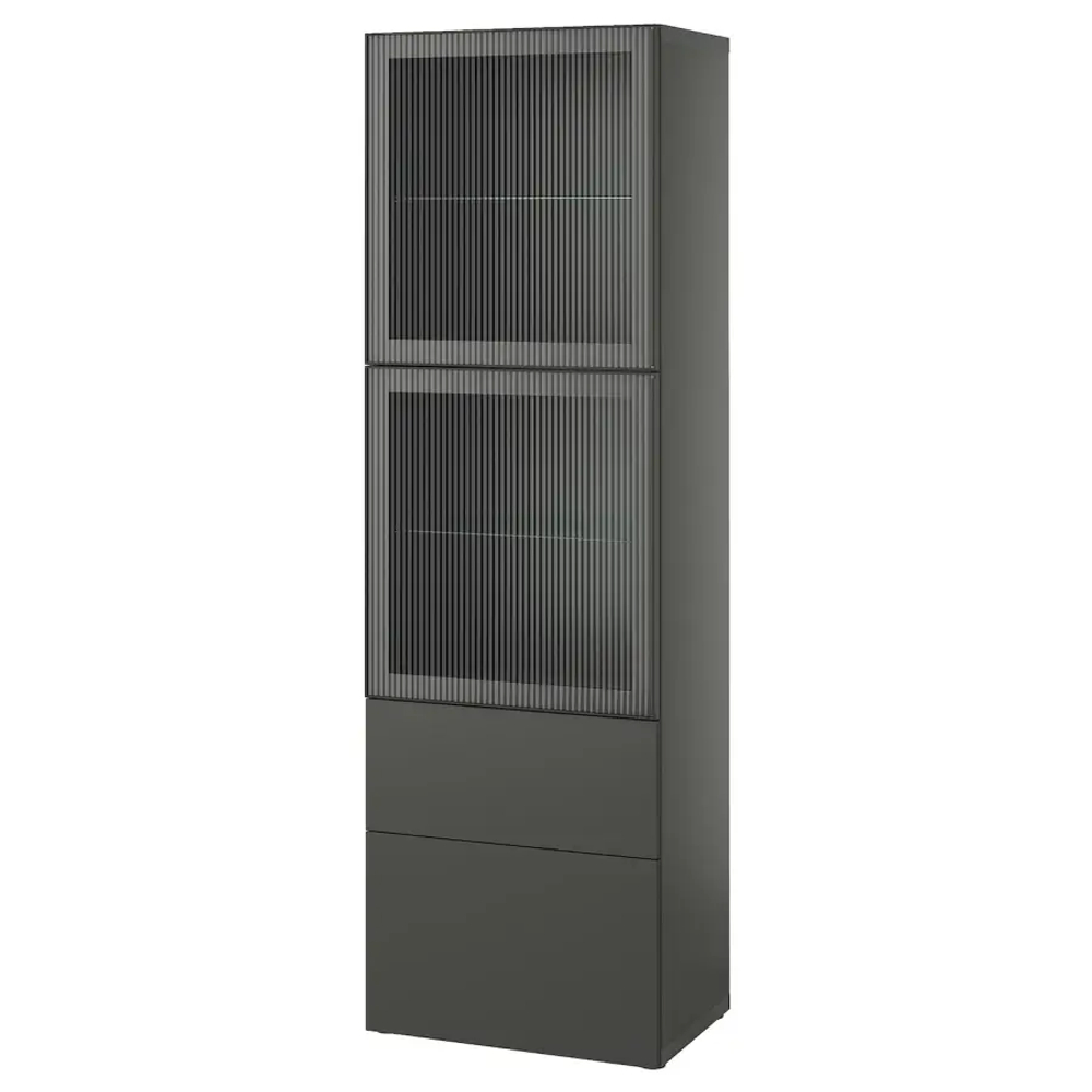 Книжный шкаф - BESTÅ/ BESTА IKEA/ БЕСТА/БЕСТО ИКЕА, 193х60 см, темно-серый
