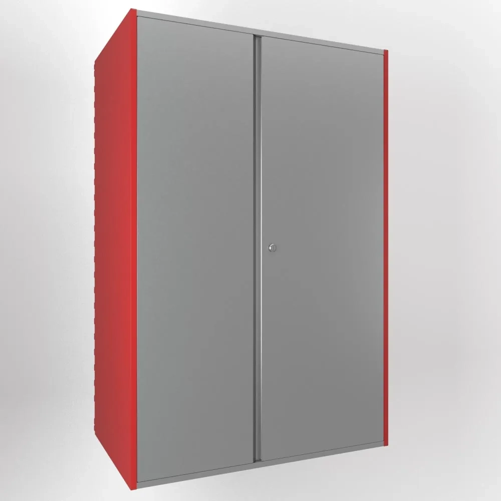 Навесной шкаф для мастерской системы IF, размеры 800х1200 мм, красно-серый дизайн.