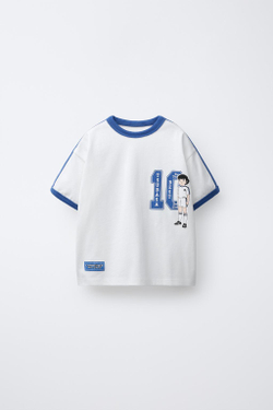 ZARA ФУТБОЛКА С БОКОВЫМИ ПОЛОСАМИ OLIVER Y BENJI © CAMPEONES, БЕЛЫЙ