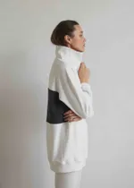 Толстовка платье Alexandra Talalay KP010 с воротником на молнии молочно-графитовый