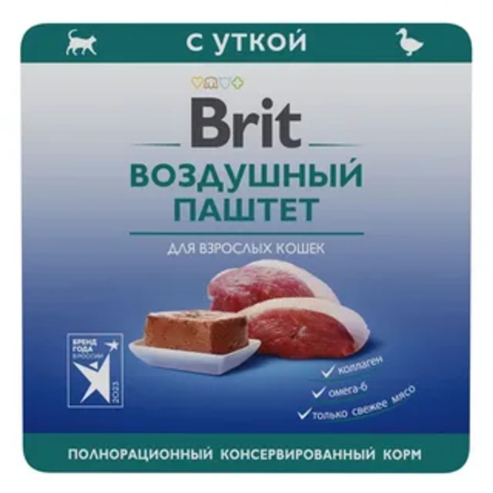 BRIT Premium Воздушный паштет для взрослых кошек с уткой 0,1 кг