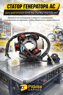 tt Статор генератора 153FMI, 154FMI, TTR125 6 катушек