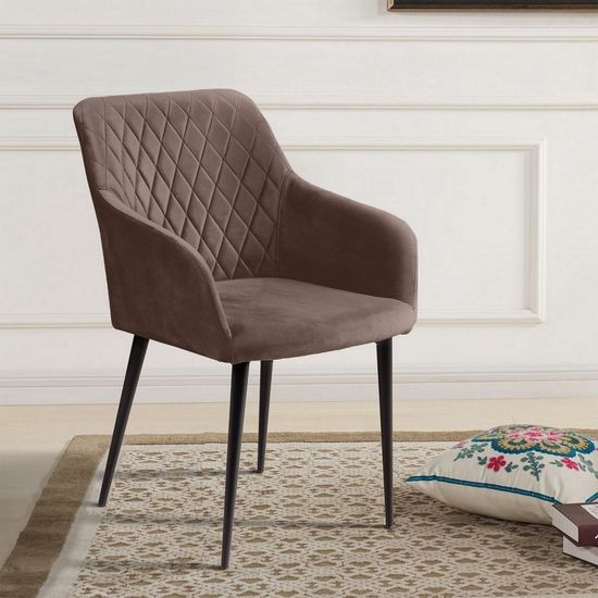 Стул с подлокотниками Robert, бархат коричневый 12