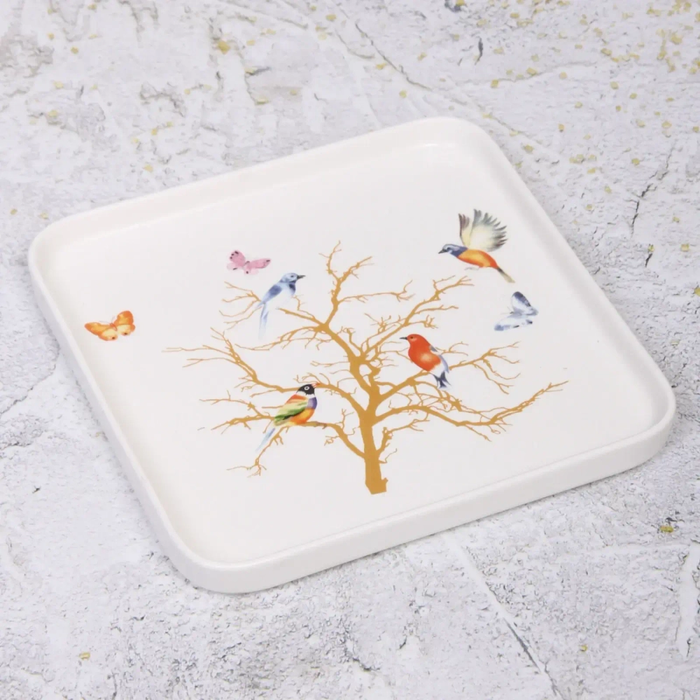 Тарелка керамическая «Райский сад» 20*20*2см, белая