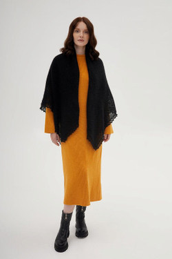 Оренбургский пуховый платок П2-125-07 черный