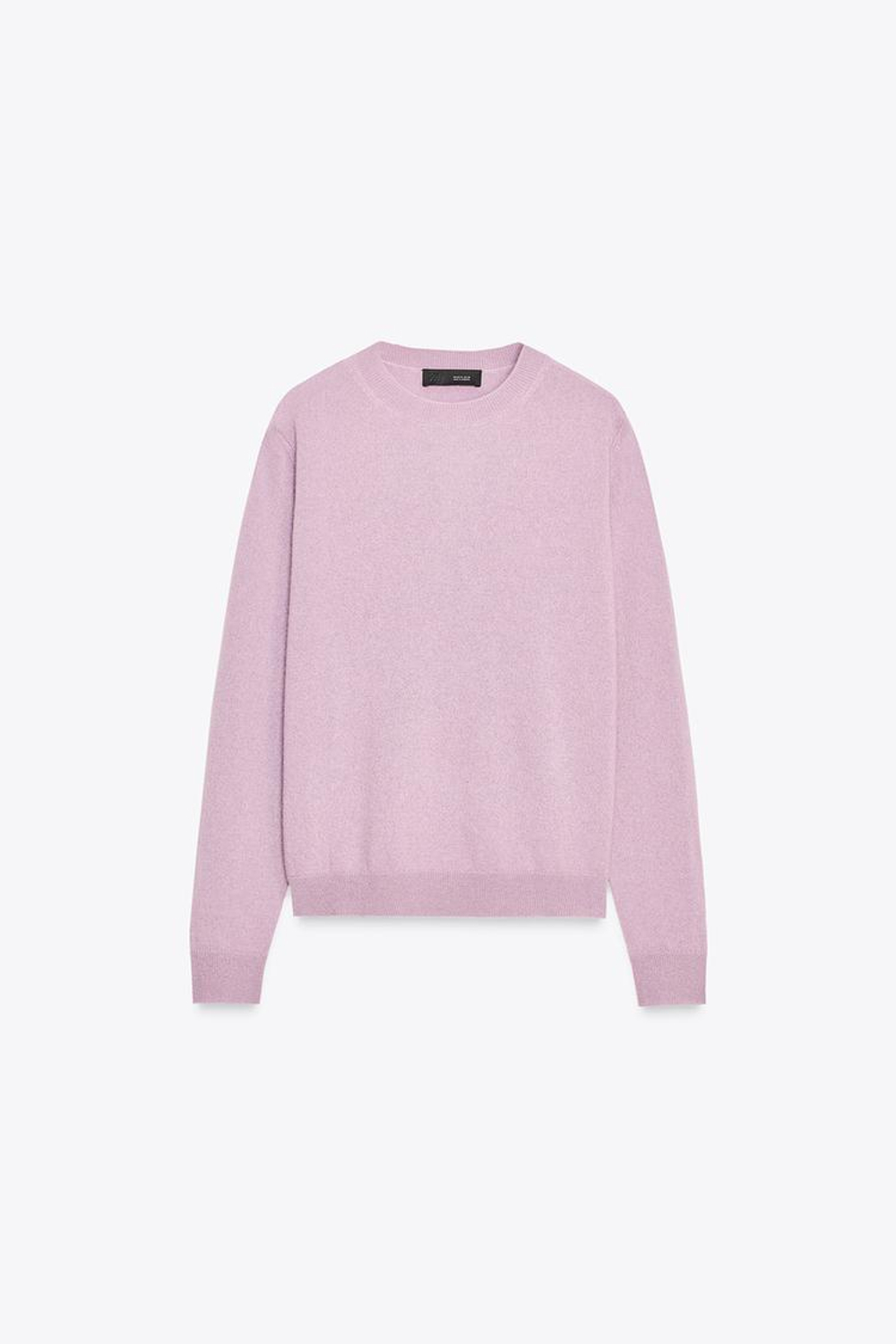 ZARA ДЖЕМПЕР ИЗ 100% КАШЕМИРА С ДЛИННЫМИ РУКАВАМИ, СВЕТЛО-СИРЕНЕВЫЙ