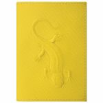 Обложка для паспорта натуральная кожа плетенка, с ящерицей, желтая, STAFF "Profit", 237205