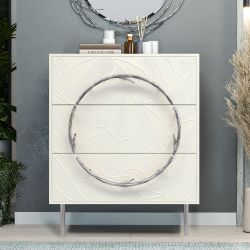 Комод Арт Колор leaves с 3-мя ящиками Стайл Сильвер Белый опал