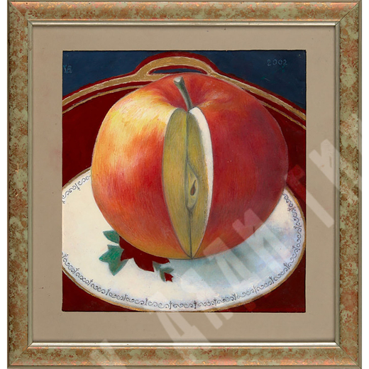 Барвенко Виктор Петрович. Яблоко. бумага, цветной карандаш, темпера, Россия. 2002 г.