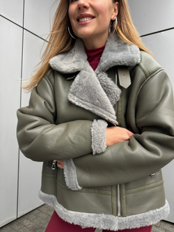 Дубленка Авиатор олива