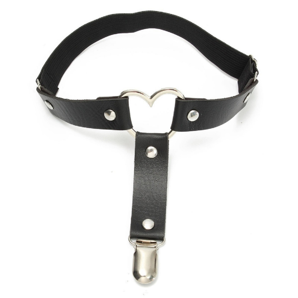 Подвязка на ногу для чулок Сердце регулируемая черная