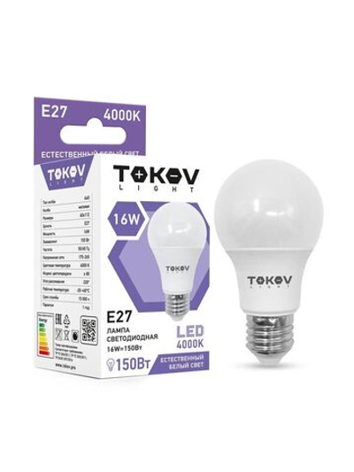 Лампа светодиодная 16Вт А60 4000К Е27 176-264В (TKL) TOKOV ELECTRIC TKL-A60-E27-16-4K