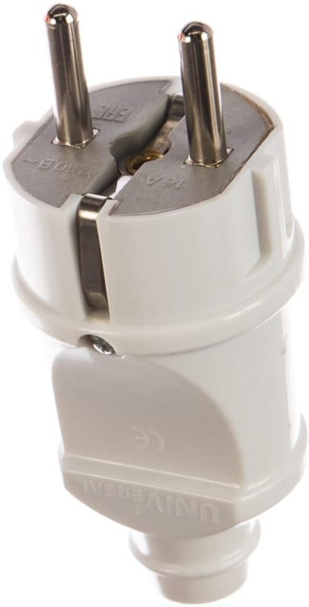 UNIVersal Вилка прямая с заземляющими контактами 16А 250В Белый А101