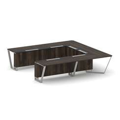 Steel Meet Стол переговорный П-образный KM-PR.B.SP-11P Дуб Мали/Графит Глянец/Металл Серый 3200*3200