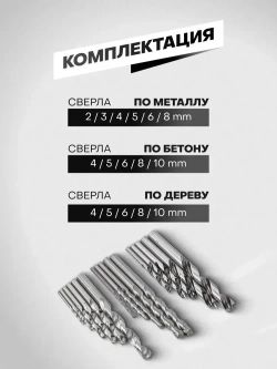 Набор сверл комбинированный 16 предметов
