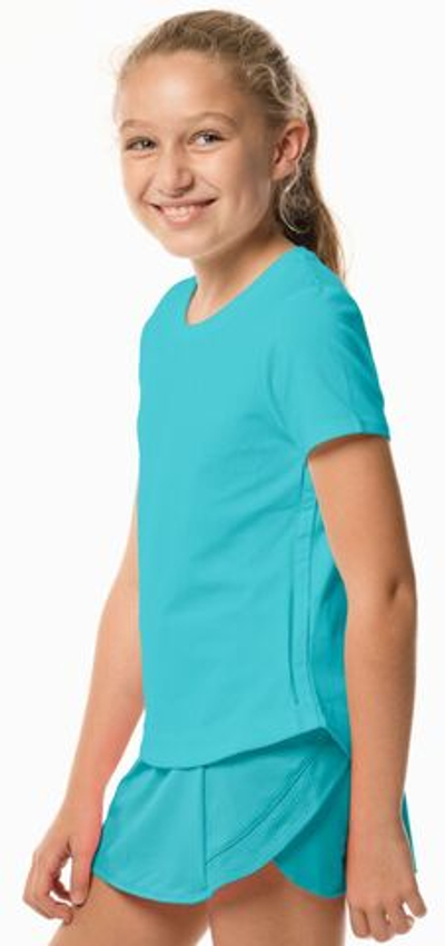 Футболка для девочки теннисная Lucky in Love Core Dynamic High-Low S/S Girls - ocean