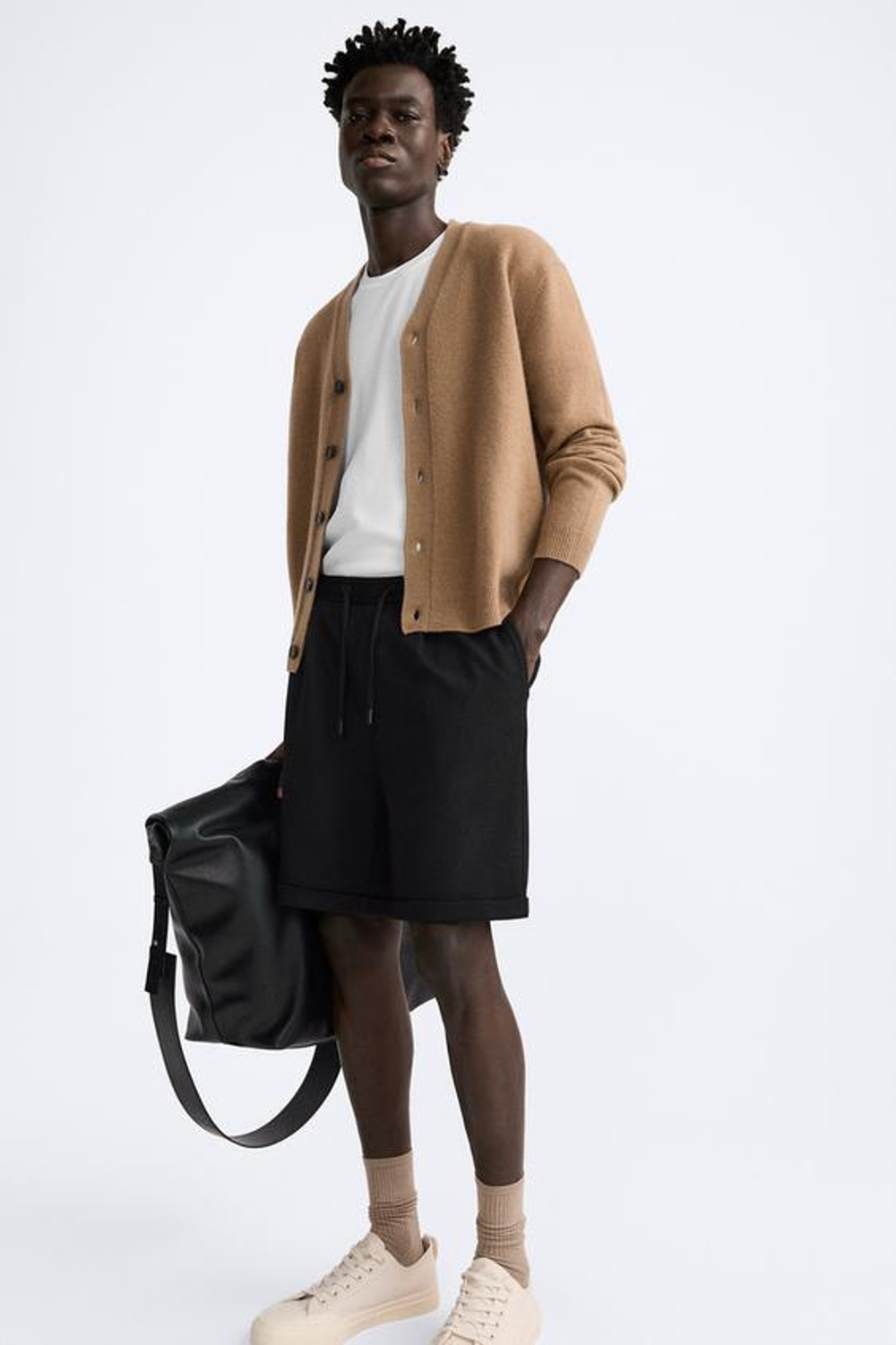 ZARA ШОРТЫ КОМФОРТНОЙ ПОСАДКИ, ЧЕРНЫЙ