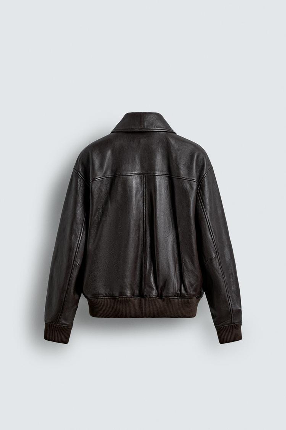 ZARA КОЖАНАЯ КУРТКА С КАРМАНАМИ, КОРИЧНЕВЫЙ