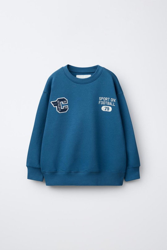 ZARA ТОЛСТОВКА С НАДПИСЬЮ , ЯРКО-СИНИЙ