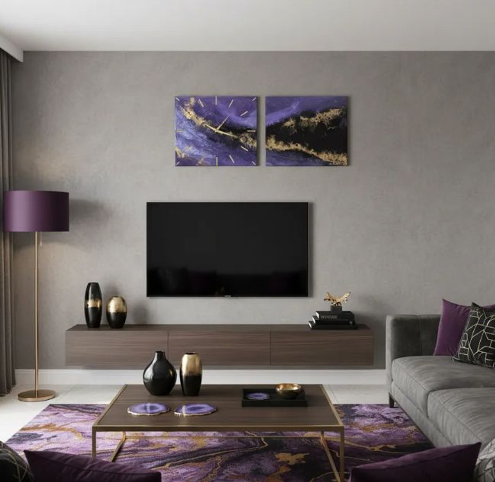 Подарочный модуль часы и картина из смолы ручная работа