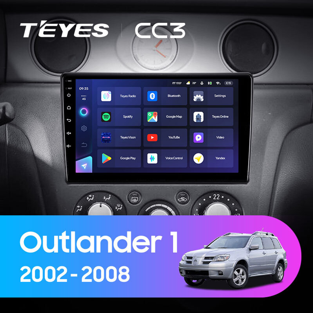 Teyes CC3 9" для Mitsubishi Outlander 1, Airtrek 2002-2008