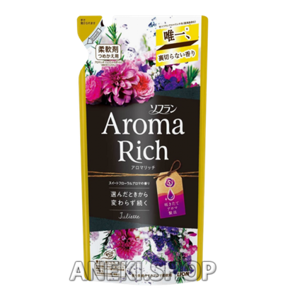 Кондиционер для белья с натуральными ароматическими маслами 380 мл Lion Soflan Aroma Rich Juliette (мягкая упаковка)