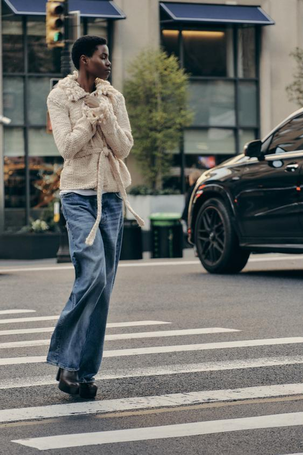 ZARA ВЯЗАНЫЙ КАРДИГАН С БАХРОМОЙ, ЭКРЮ