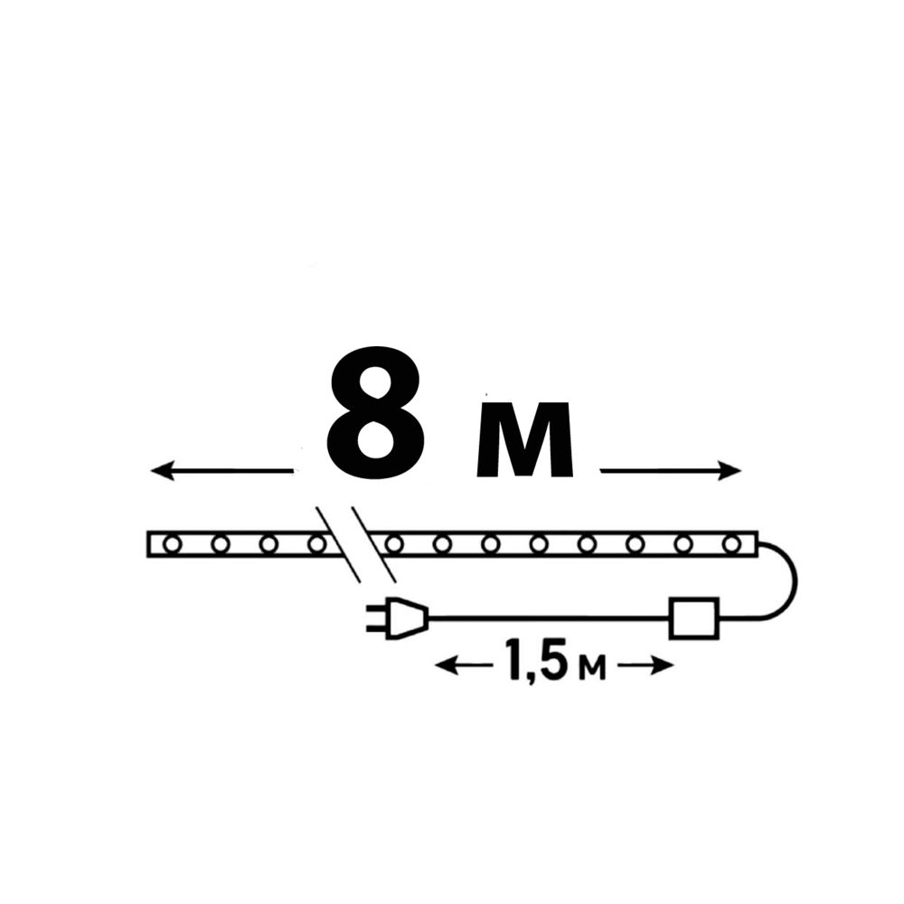 ULD-D50 8M-С08 IP44 GREEN Гирлянда светодиодная Дюралайт. 8м. С контроллером. Зеленый свет. Провод прозрачный. ТМ Uniel