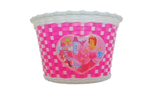 Корзина TRIX для детского велосипеда 20", крепление на руль, 270х200х170мм, пластиковая, плетёная, розово-белая