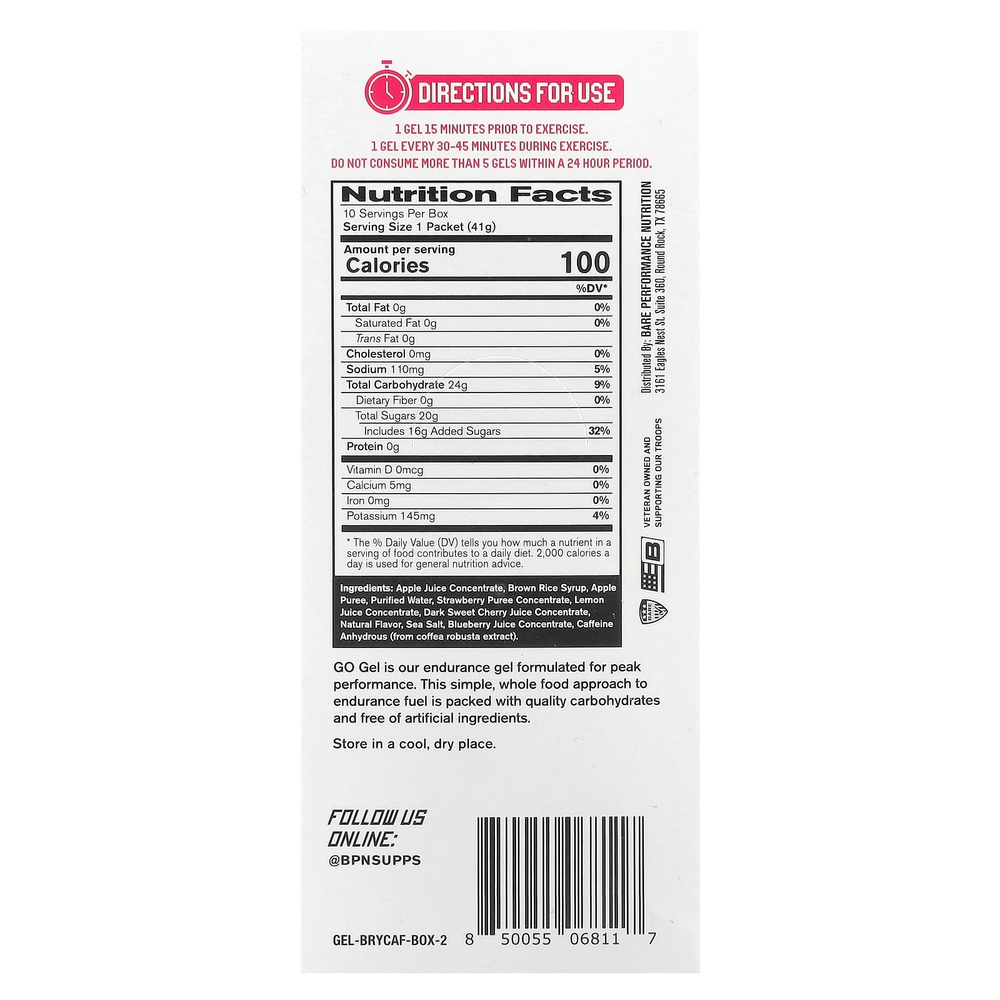 BPN, Go Gel, ягодная смесь без добавок, 10 пакетиков по 41 г (1,45 унции)