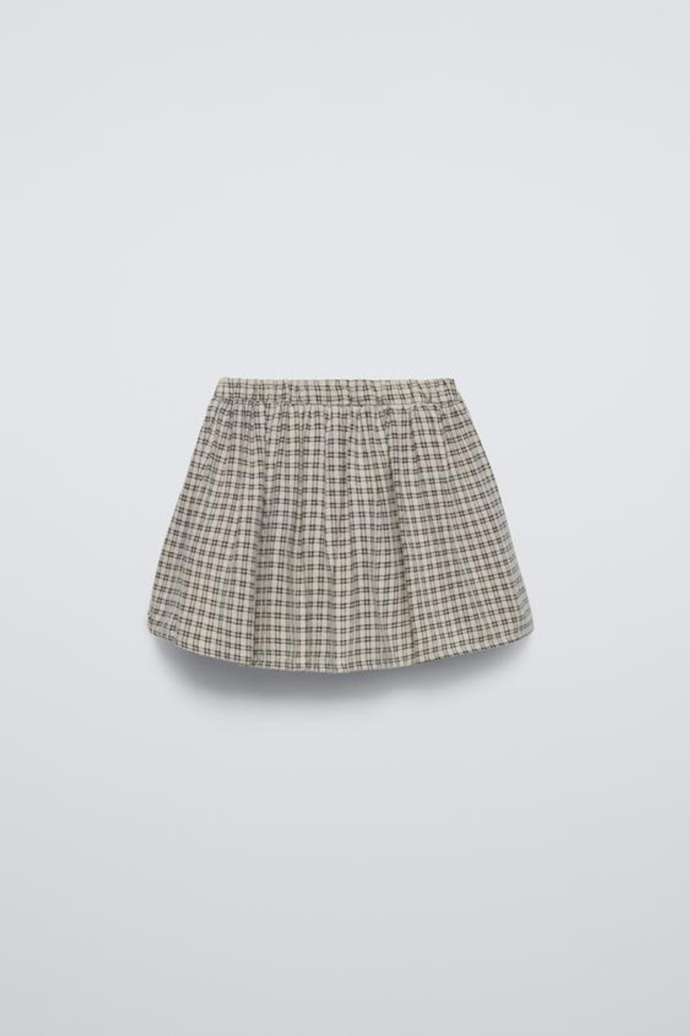 ZARA КЛЕТЧАТАЯ ЮБКА-ШОРТЫ, ЭКРЮ/ЧЕРНЫЙ