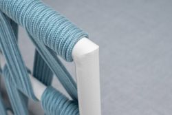 "Диего" кресло плетеное из роупа, каркас алюминий светло-серый (RAL7035) муар, роуп бирюзовый круглый, ткань светло-серая