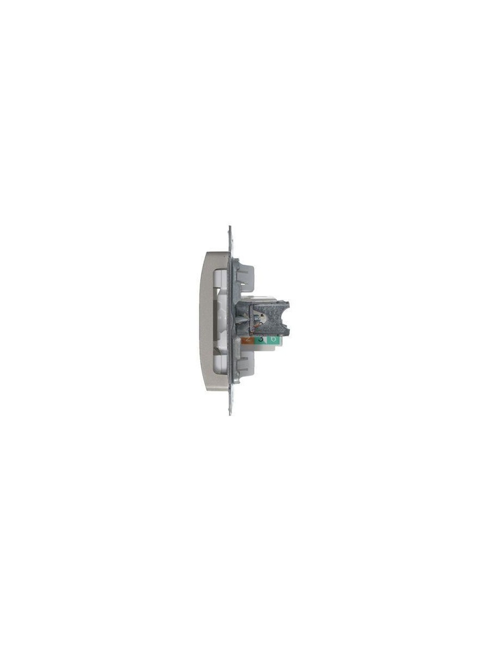 Розетка компьютерная 1-м Glossa RJ45 кат.5E механизм платина SE GSL001281K
